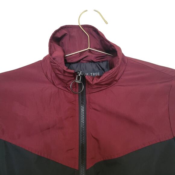 Love Tree Jacket Sz Small S Burgundy Colorblock Full Zip Lightweight Windbreaker - Picture 5 of 11